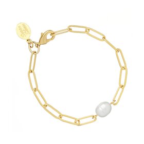 Susan Shaw Gold Pearl Penny Paperchain Bracelet