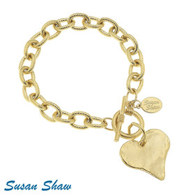 Susan Shaw Gold Heart Toggle Bracelet