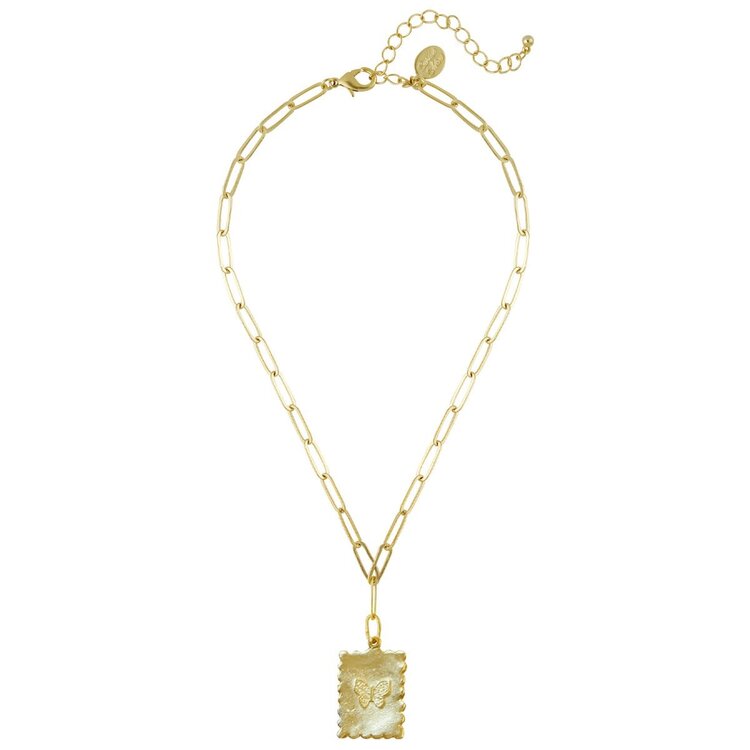 Susan Shaw Gold Butterfly Paperclip Necklace