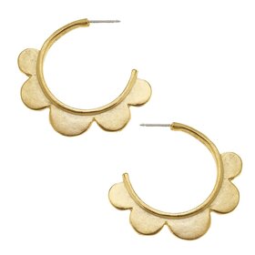 Susan Shaw Gold Scallop Hoop Earrings