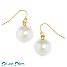 Susan Shaw Shell Pearl Drop Earrings