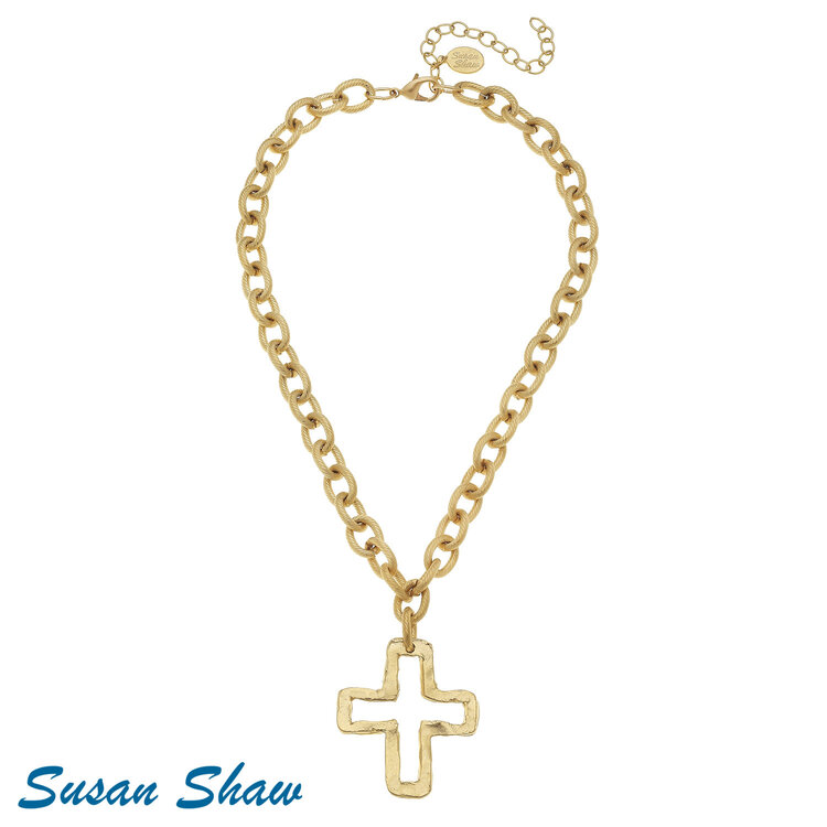 Susan Shaw Gold Open Cross Necklace