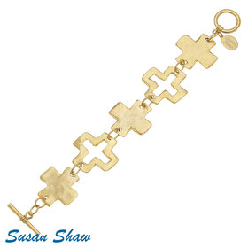 Susan Shaw Gold Open Cross Bracelet