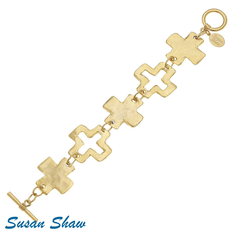 Susan Shaw Gold Open Cross Bracelet