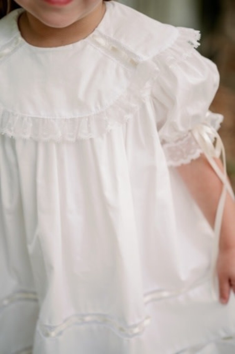 Set Fashions BLESSINGS WHITE BATISTE WITH ECRU LACE AND RIBBON