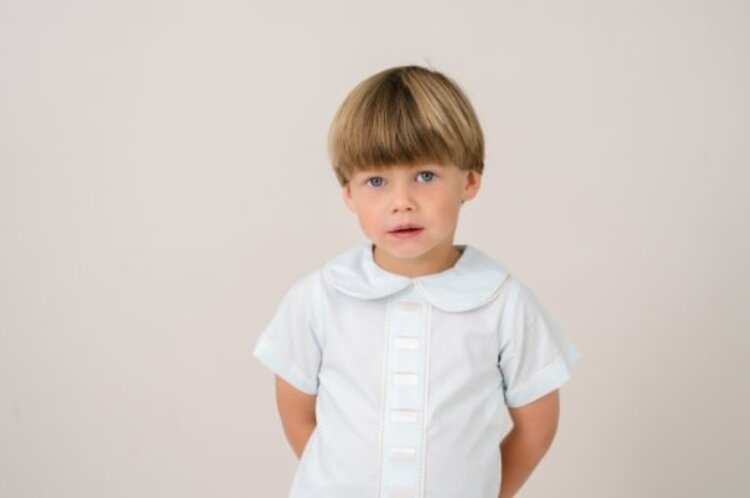 Set Fashions BLESSINGS BLUE BATISTE WITH ECRU RIBBON