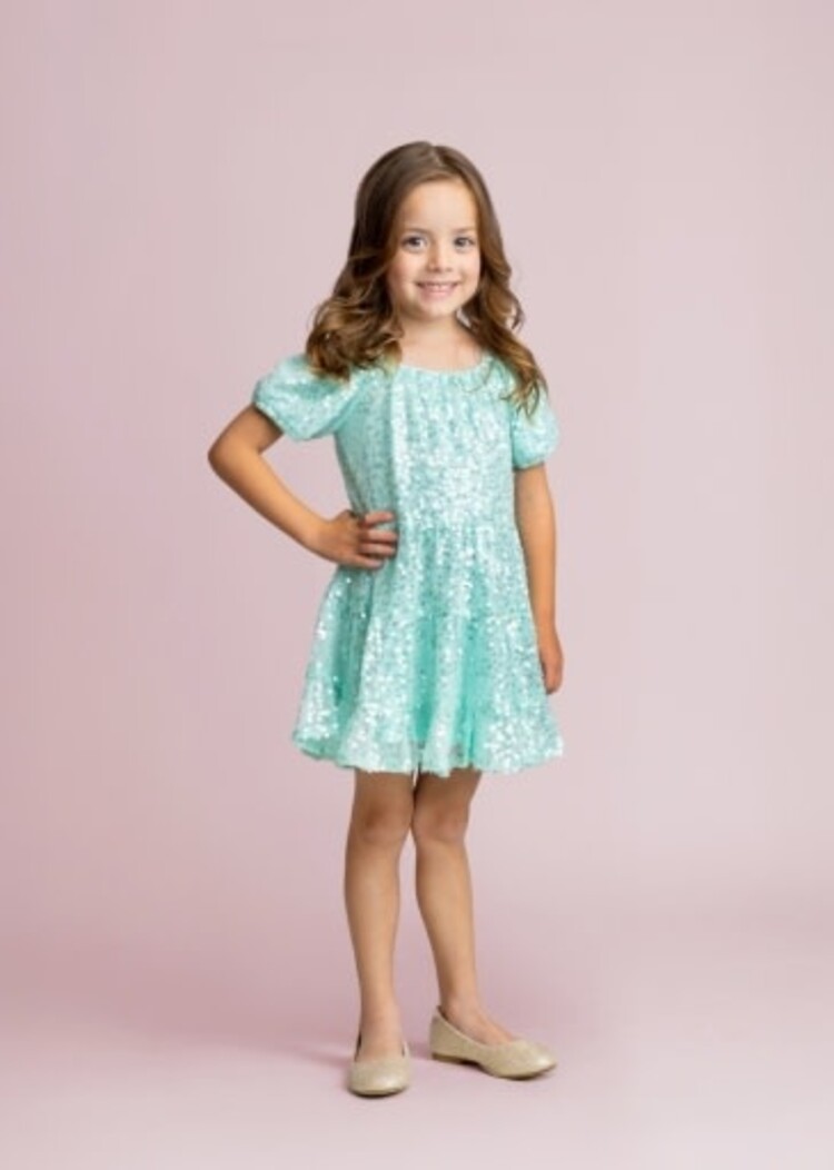 Mabel and Honey TEAL TWINKLE DRESS
