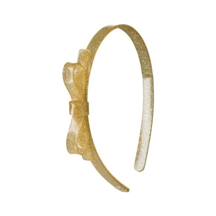 Lilies & Roses Thin Bow Headband - Gold