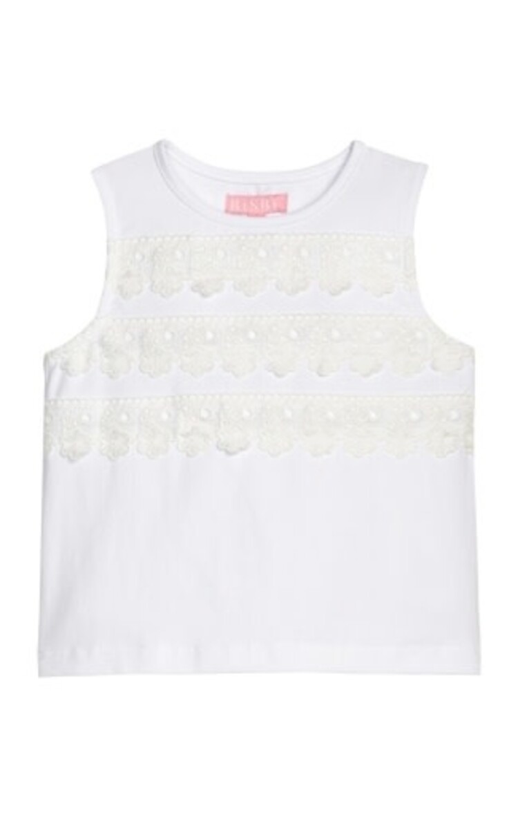 Bisby White Eyelet Stripe Tank
