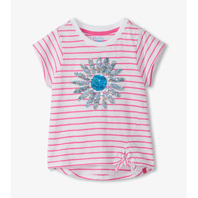 Hatley Radiant Flower Striped Tie Front tee