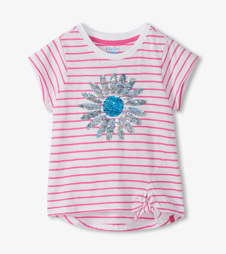 Hatley Radiant Flower Striped Tie Front tee