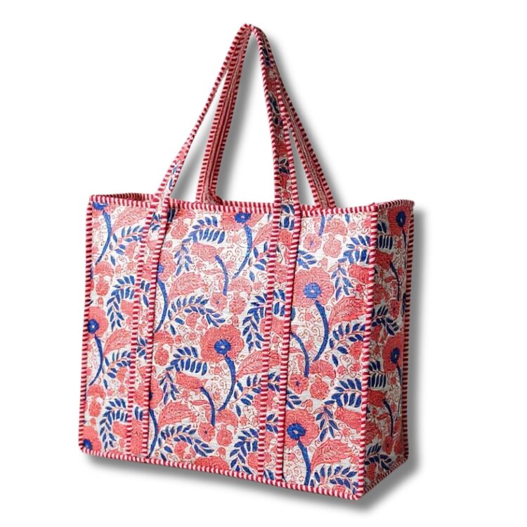 Large Quilted Tote Bag Floral
