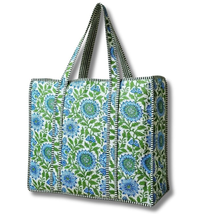 Large Quilted Tote Bag Floral