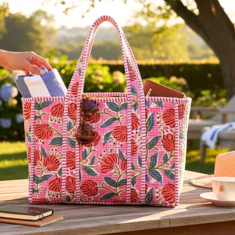 Mini Quilted Tote Bag Floral