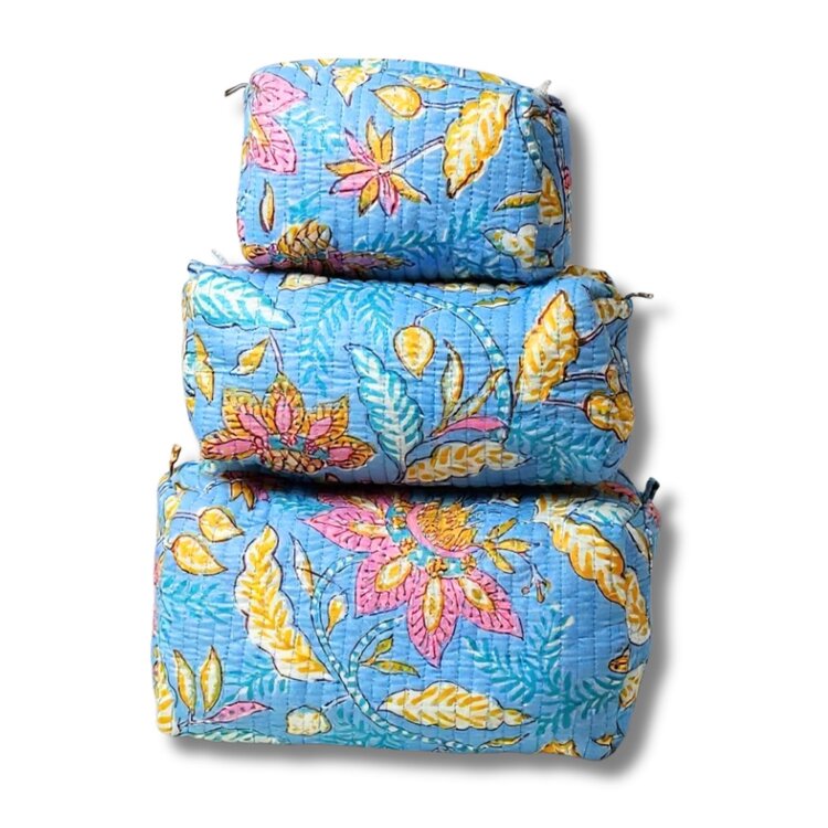 3 Piece Set Quilted Tote Bag Floral