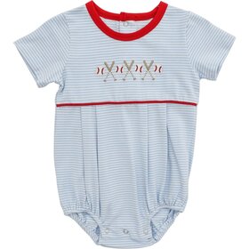 Itsy Bitsy Blue Stripe Baseball Boy Bubble