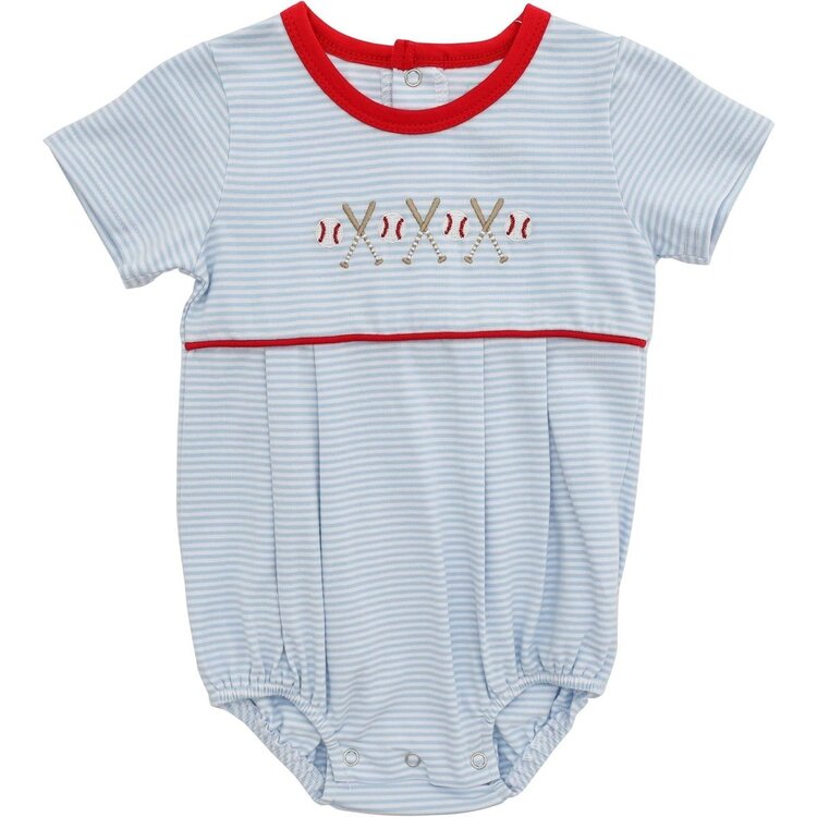Itsy Bitsy Blue Stripe Baseball Boy Bubble