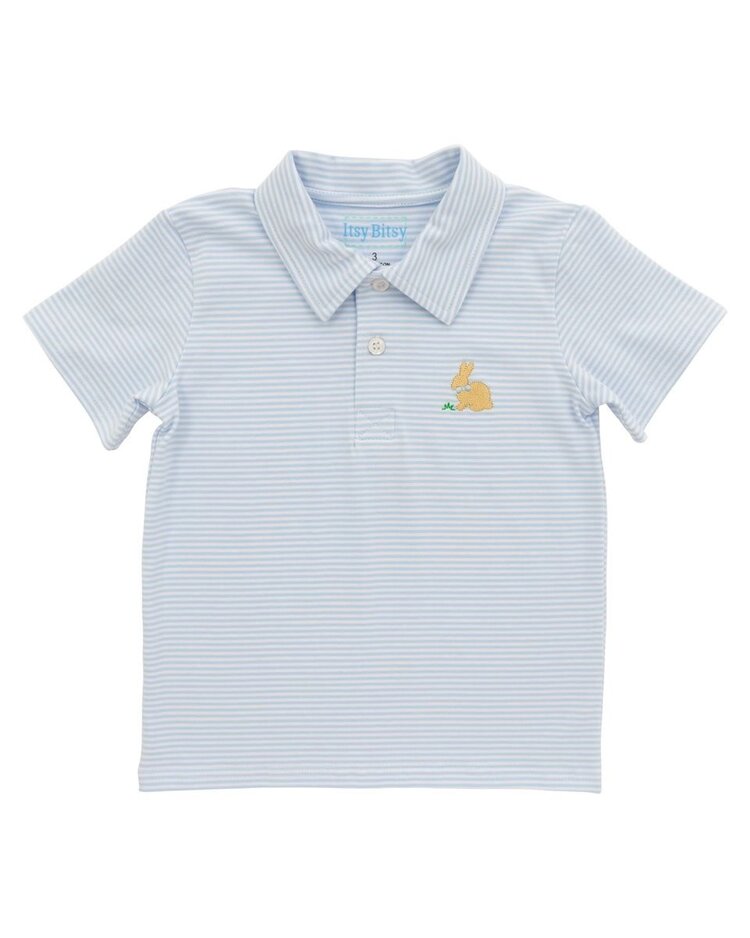 Itsy Bitsy Blue Stripe Bunny Polo
