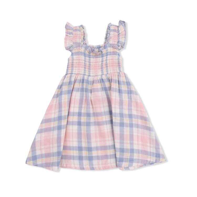 Angel Dear Dusty Plaid  Smocked Sundress