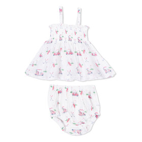 Angel Dear Pink Smocked Baby Golf Carts Bloomer Set