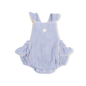 Angel Dear Blue Blizzard Gingham Sunsuit
