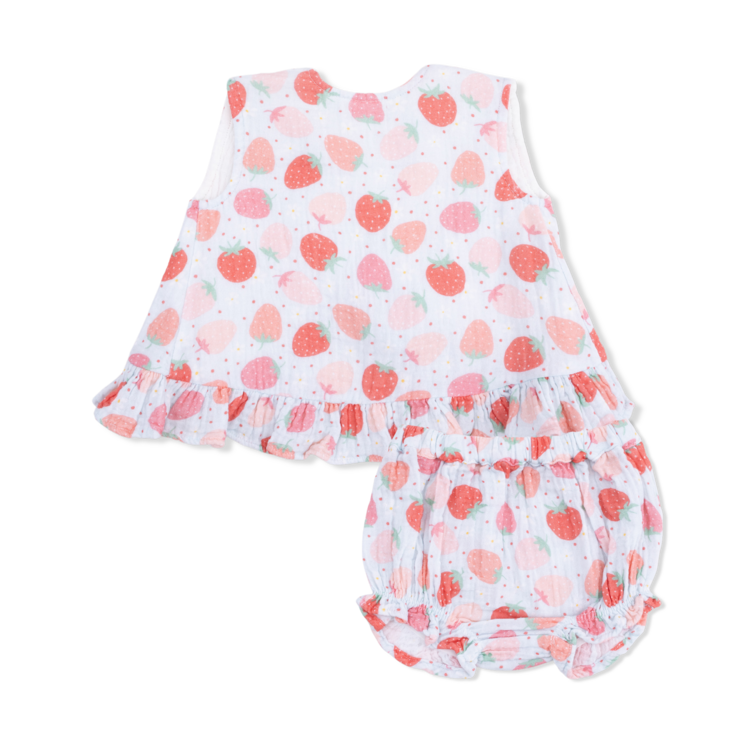 Angel Dear Strawberry Bliss Ruffle Bloomer Set