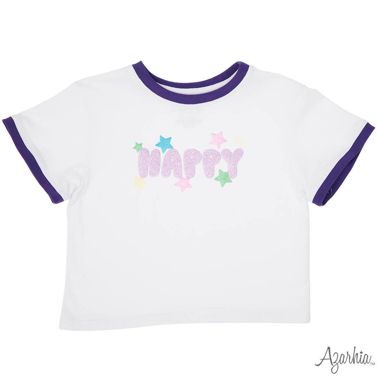 Azarhia Glitter Happy Boxy T-Shirt
