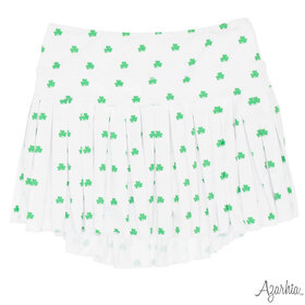 Azarhia Tiny Clovers On White Pleated Skirt