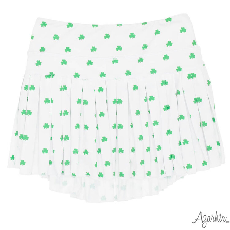 Azarhia Tiny Clovers On White Pleated Skirt