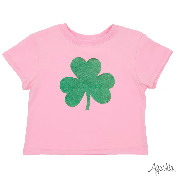 Azarhia Glitter Clover Pink Boxy T-Shirt