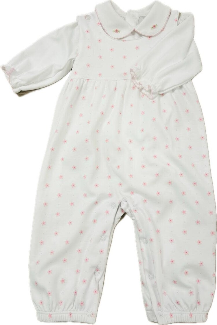 Baby Threads Pink Flower Overall Set