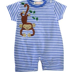Luigi Kids Blue Stripe Monkey Romper