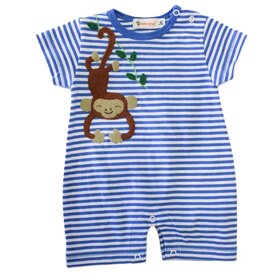 Luigi Kids Blue Stripe Monkey Romper