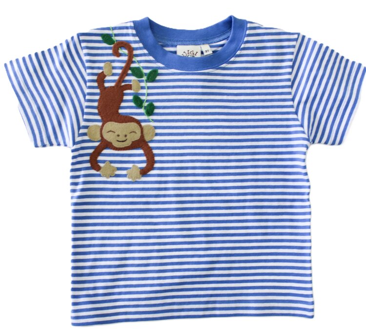 Luigi Kids Blue Stripe Monkey Shirt