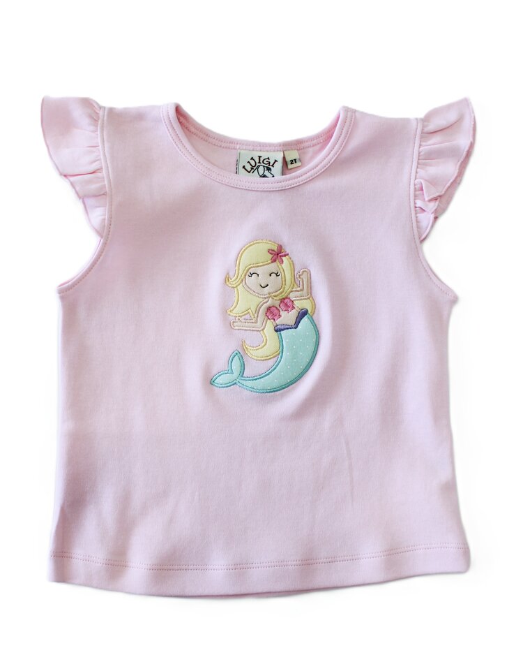 Luigi Kids Pink Mermaid Flutter Sleeve Top