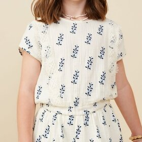 Hayden Girl Crochet Lace Trim Floral Gauze Top