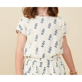 Hayden Girl Crochet Lace Trim Floral Gauze Top