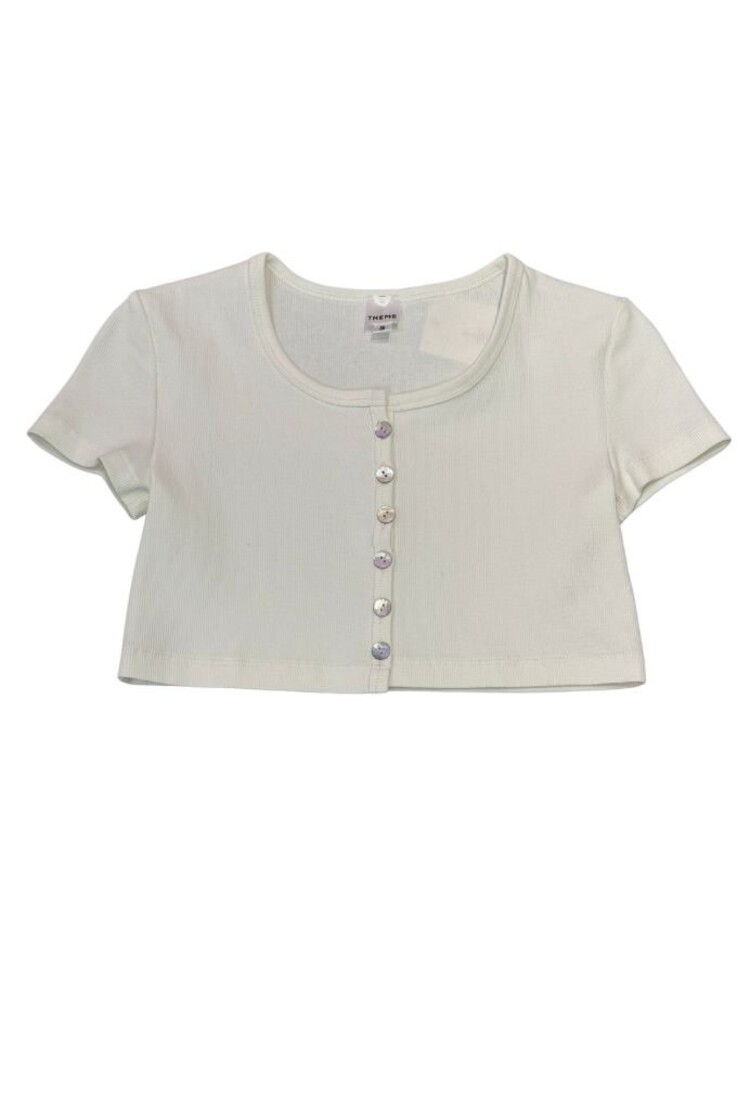 Theme Michaela White Ribbed Top