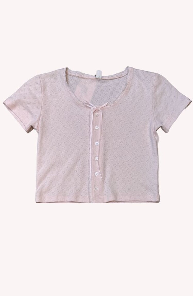 Theme Reese Pink Lace Pointelle Tee