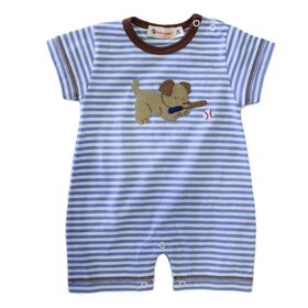 Luigi Kids Blue Stripe Baseball Puppy Romper