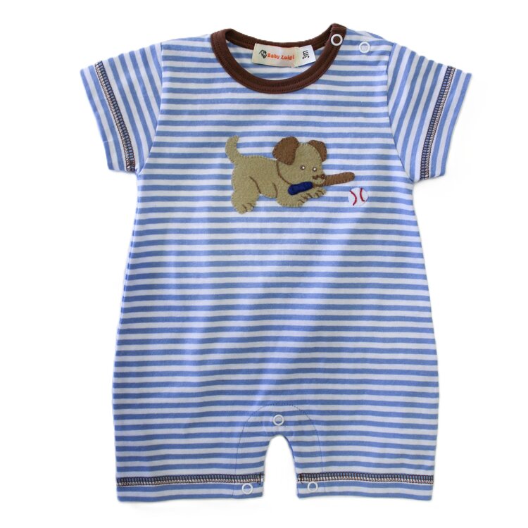 Luigi Kids Blus Stripe Baseball Puppy Romper