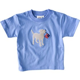 Luigi Kids Blue Dog Carrying American Flag Shirt