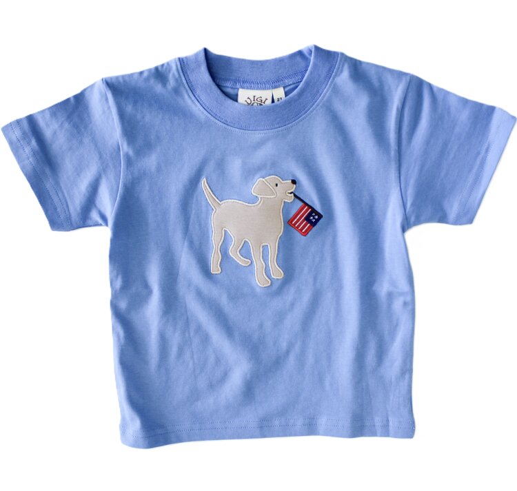Luigi Kids Blue American Flag Carrying Dog Shirt