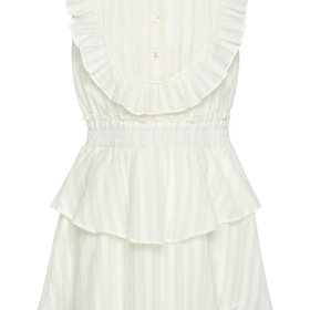 Pleat White/Gold Jane Dress
