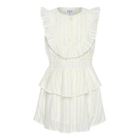 Pleat White/Gold Jane Dress
