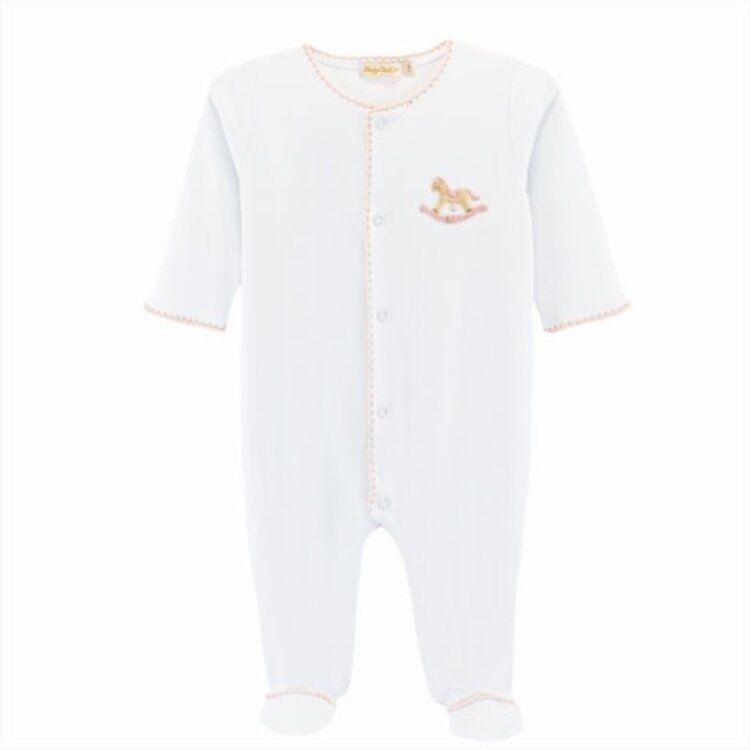Baby Club Chic Pink Rocking Horse Footie