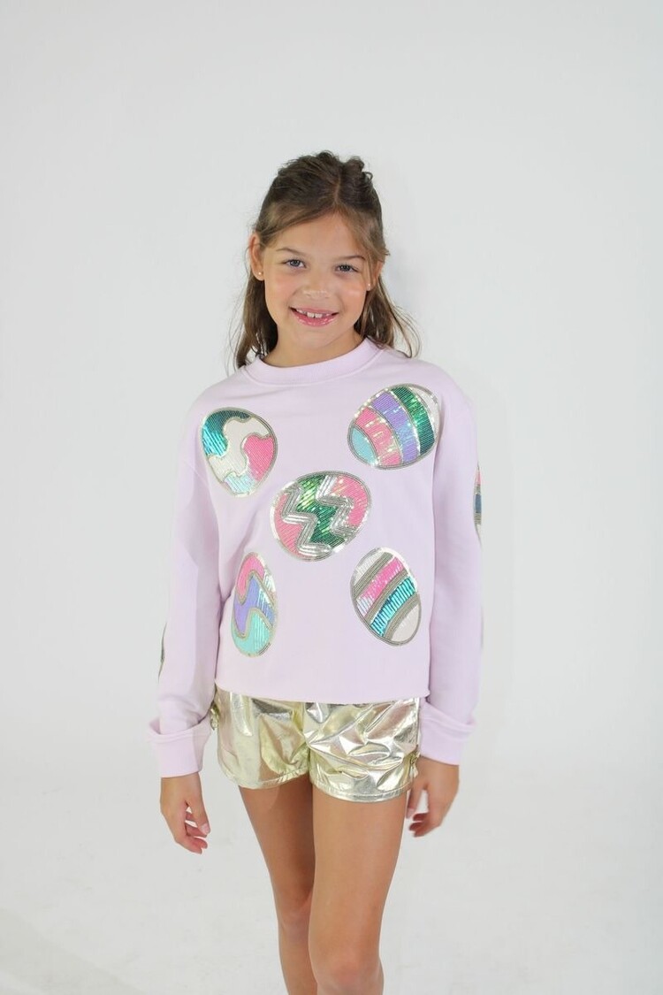 Paper Flower Sequins Easter Eggs Sweatshirt