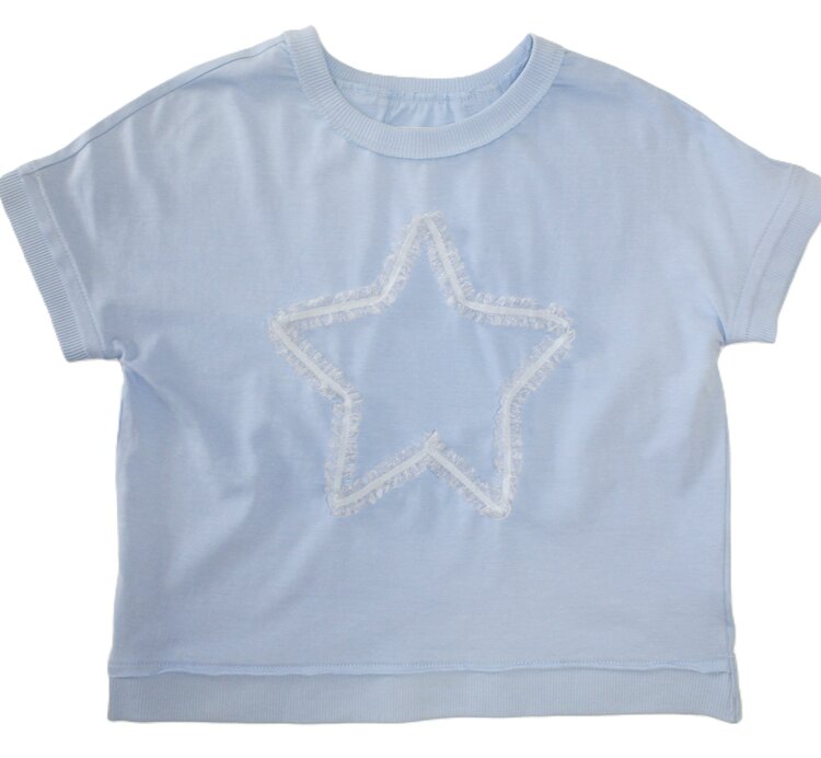 Paper Flower Star Ribbon Top w Crossed Back