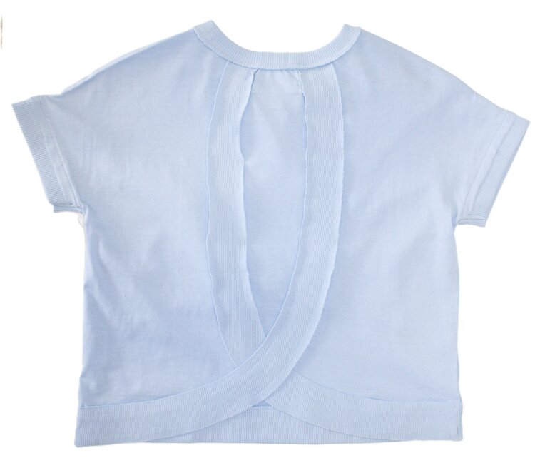 Paper Flower Star Ribbon Top w Crossed Back