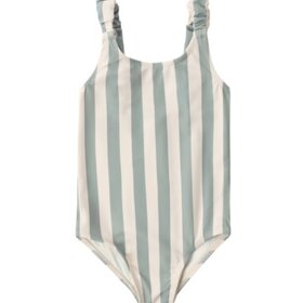 Rylee + Cru Inc. SCRUNCH ONE-PIECE GREEN STRIPE